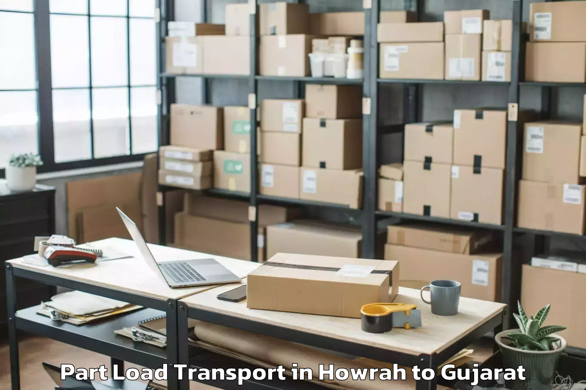 Book Howrah to Wankaner Part Load Transport Online